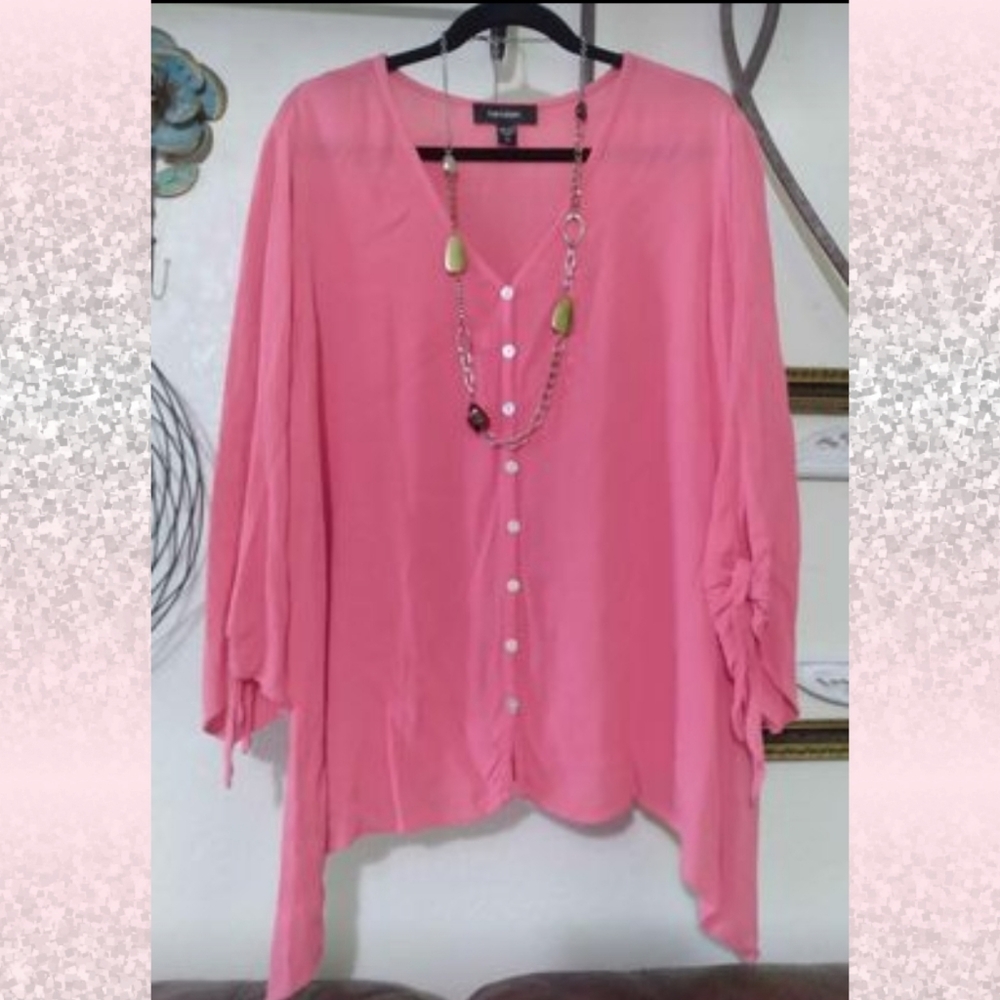 1X Karen Kane Beautiful Light Flowy Roomy Salmon Pink Stretchy Light Soft Silky